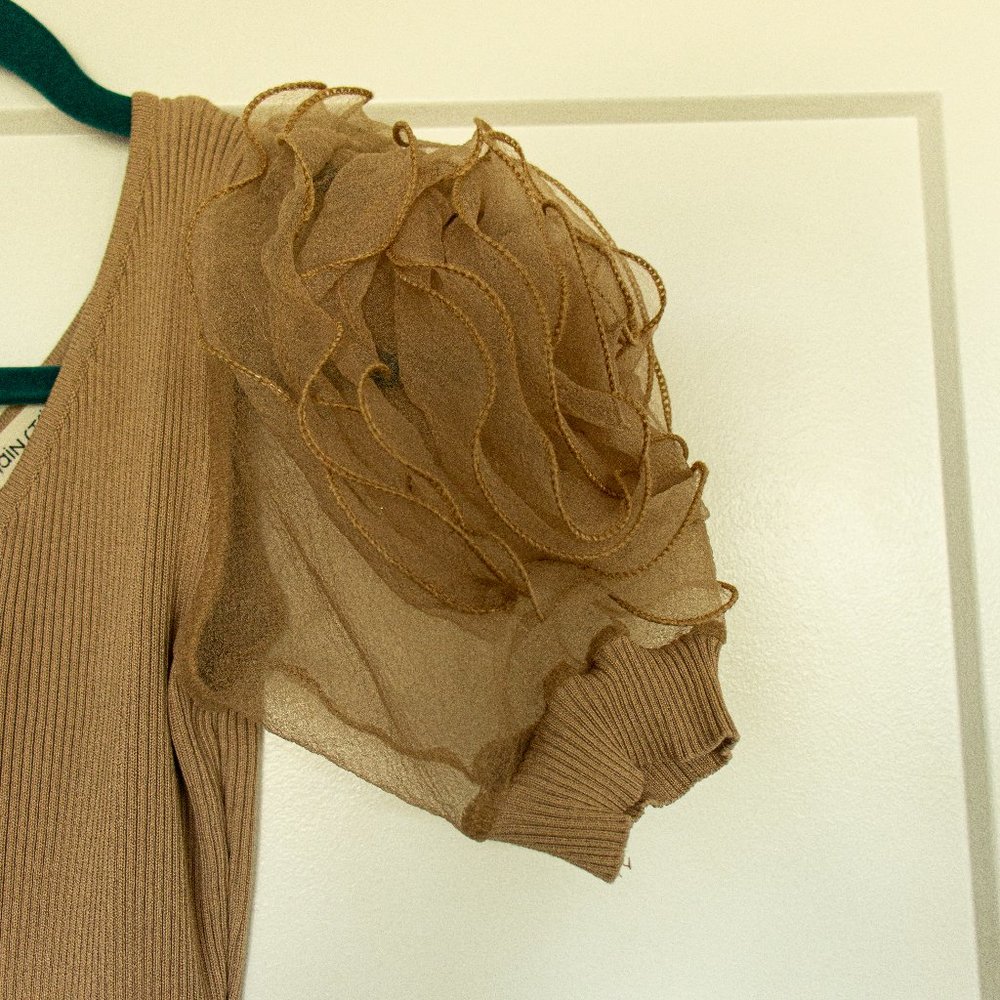 Mainstrip Bodycon Dress with Flower Sleeves